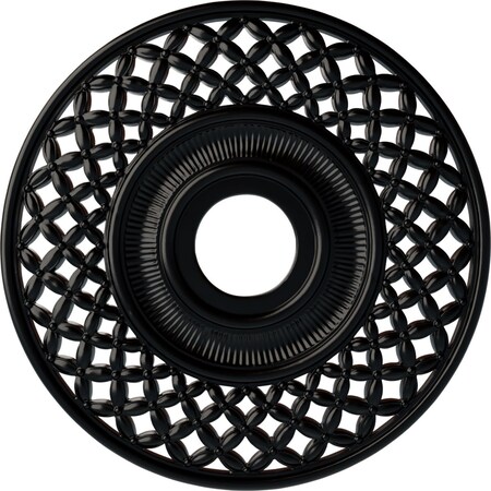 Ekena Millwork Robin Ceiling Medallion (Fits Canopies up to 6 1/4"), 22 1/4"OD x 4 3/4"ID x 1 1/4"P, Jet Black CM22RBBLF
